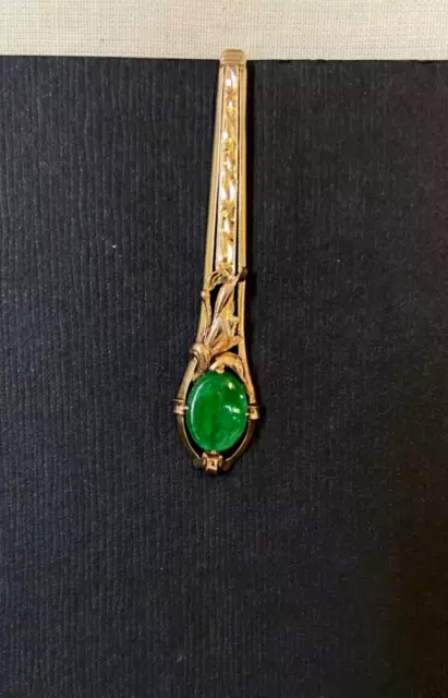 V. Rare Antique 14K Gold, Chinese Jade Hairpin, Signed, Tested, Circa 1910-1915 3