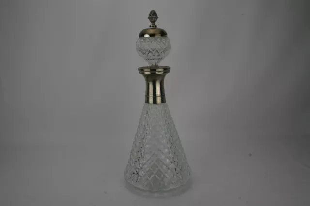 Vintage(1930s) Fantastic Cut Glass & Silver Plated Decanter, Super Styling 2