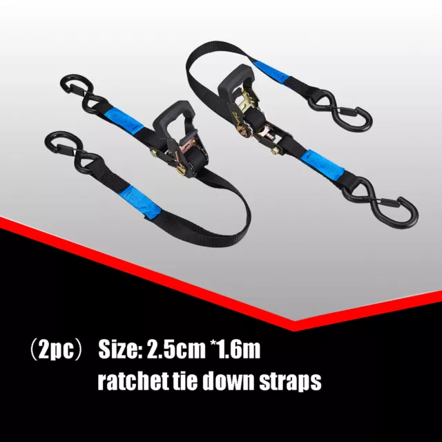 2PC Ratchet Tie Down Straps For Motorbike Motorcycles Motorcross (2.5cm x1.6m) 2