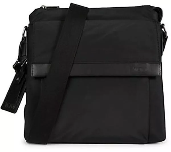 NEW TUMI black nylon leather crossbody shoulder bag magnetic flap zip travel