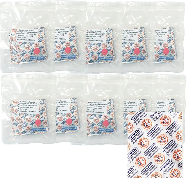 300Cc Oxygen Absorber(10 Individual Pack of 10 Packets, Total 100 Packets) - Lon