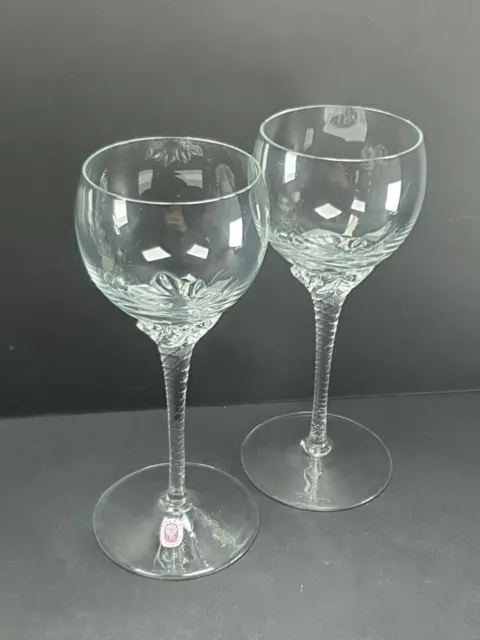 Pair Of Lovely Vintage Jaffe Rose Hand Made Wine Glasses 18cm