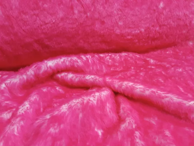 Webpelz Kunstfell Langhaar kuschelig Stoff Fell Weiß Pink Deko Bekleidung Kissen
