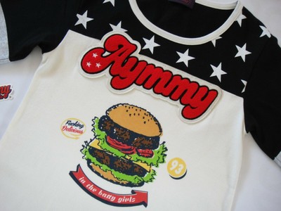 AYMMY IN THE Batty Girls Embroidered Burger T-Shirt Top Lazy Oaf 
