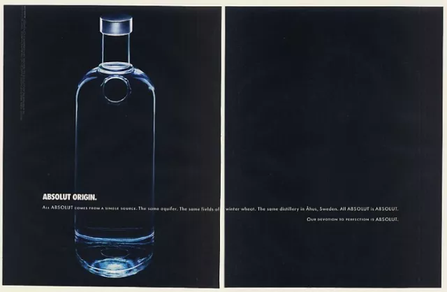 2002 Absolut Origin Vodka Bottle 2-Page Print Ad