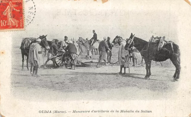 Cpa Maroc Oudja Artillery Maneuver Of The Sultan's Mahalla