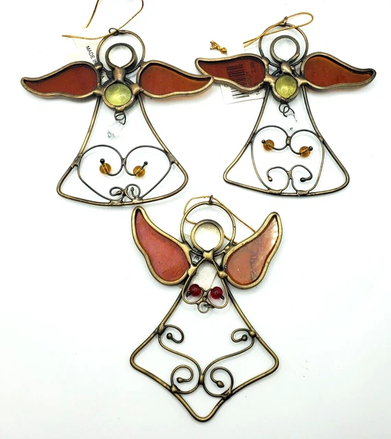 Stained Glass Angels Suncatchers Lot of 3