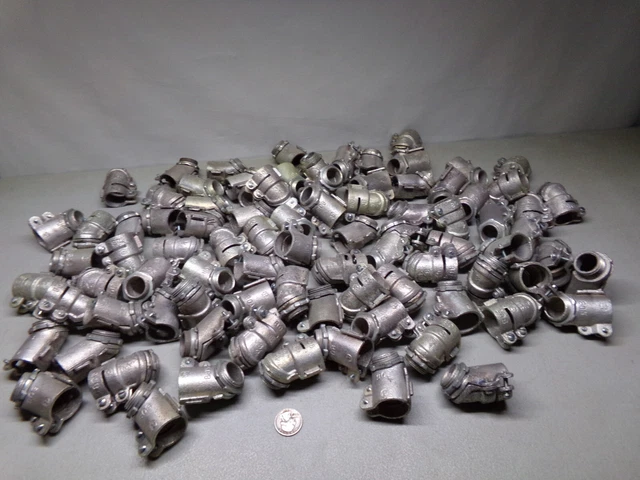 Lot of 87 Unused Bridgeport #805 3/4" 45 Degree Flex Connectors Cast Metal