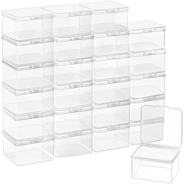 BELLE VOUS Pequeña caja de plástico transparente con juego de tapa (24 ud.) - L6,2 x B6,2 x H4 cm