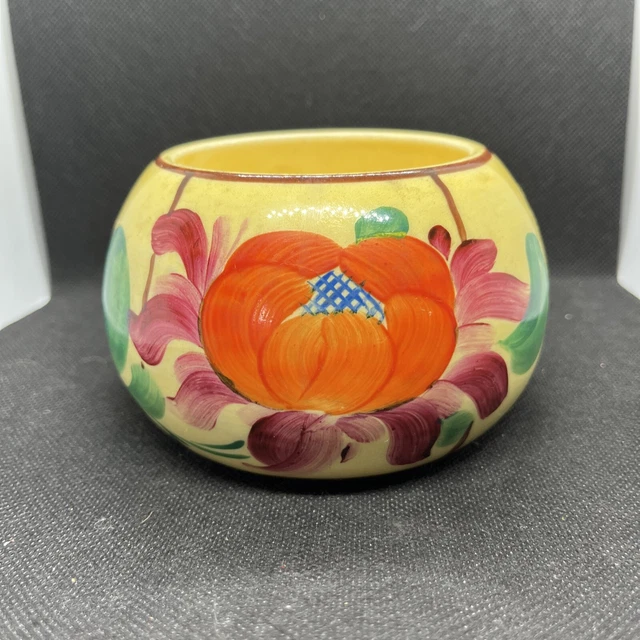 Vintage Czech Handpainted Yellow Vase/ Planter Flowers