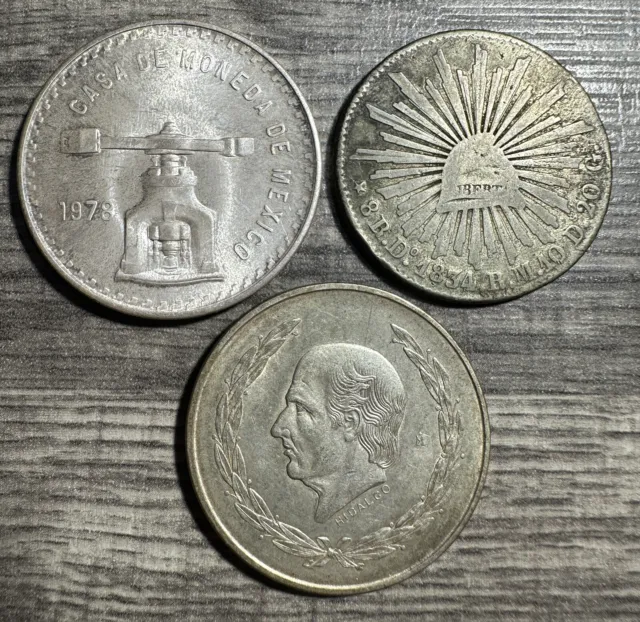 Lot Of VINTAGE Mexico Coinage Pesos Onzas Reales (3)
