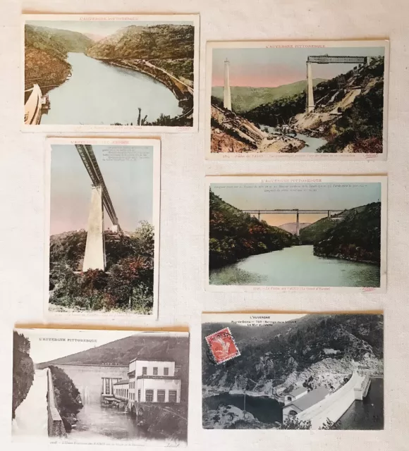 CPA LOT of 6 Postcards. Le Viaduct des Fades.le Sioule Dam.