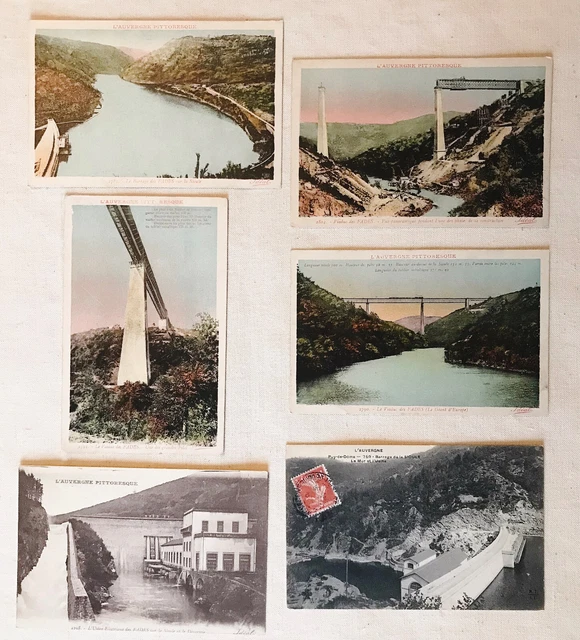 CPA LOT of 6 Postcards. Le Viaduct des Fades.le Sioule Dam.