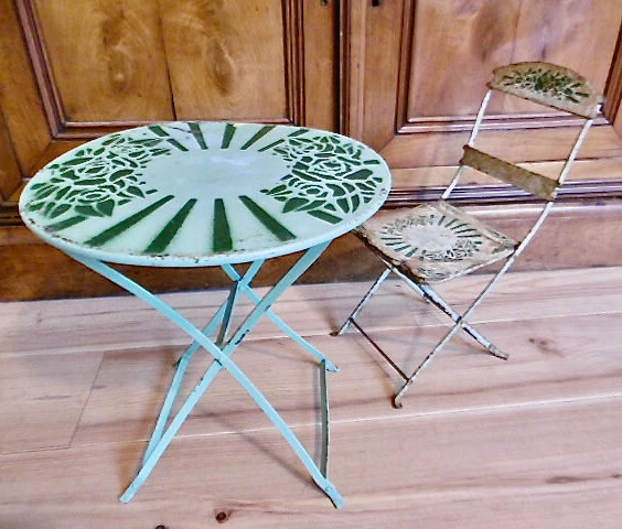 Salon De Jardin Miniature Rotin – Table + Fauteuil – Pour Poupée Ancienne