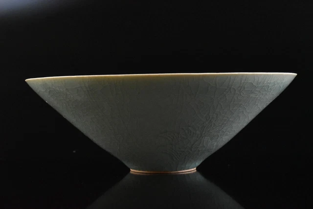 M1336: Korean Goryeo celadon Cloud Crane inlay TEA BOWL Tenmoku chawan, auto
