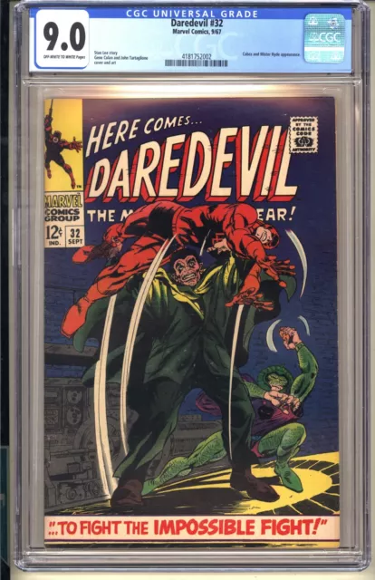 DAREDEVIL #32  CGC 9.0 OWW VF/NM  Marvel Comics 1967 Cobra & Mister Hyde app v1