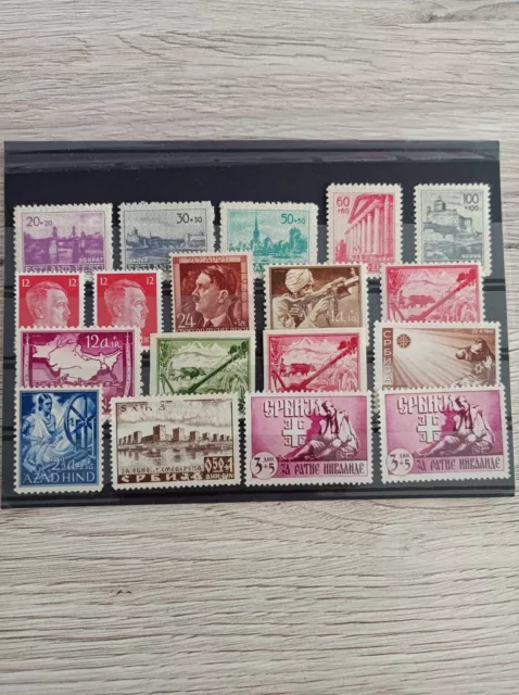 Briefmarken Deutsche Besetzung 2. WK Serbien / Estland / Indien 3