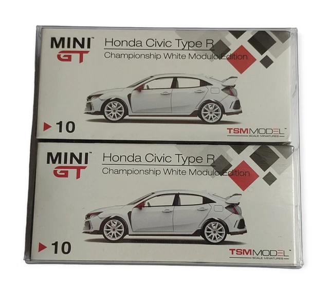 Lot of 2 Mini GT 10 Honda Civic Type R FK8 White Modulo LHD RHD Collection 1:64