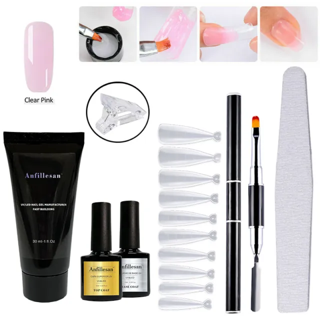 Anfillesan Poly UV Gel Kit Quick Extension Gel UV Building Gel & Nail Tool Set