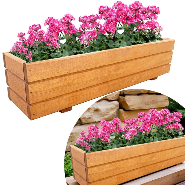 KOTARBAU Holz Blumenkasten - Naturbraun 40cm - Für Kräuter & Balkonpflanzen