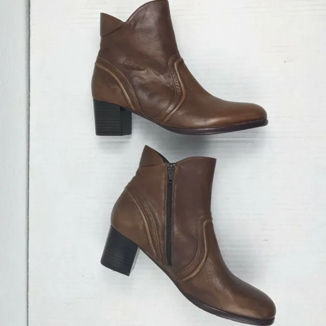 Anthropologie Everybody by BZ Moda Brown Leather Ankle Boots Size 10.5