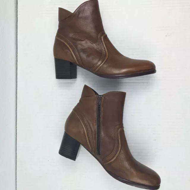 Anthropologie Everybody by BZ Moda Brown Leather Ankle Boots Size 10.5