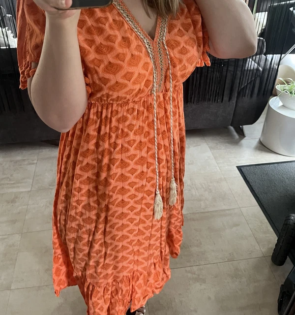 Robe Orange Taille 38/40 - Neuf Sans étiquettes, Style Moulant, Longueur Genou