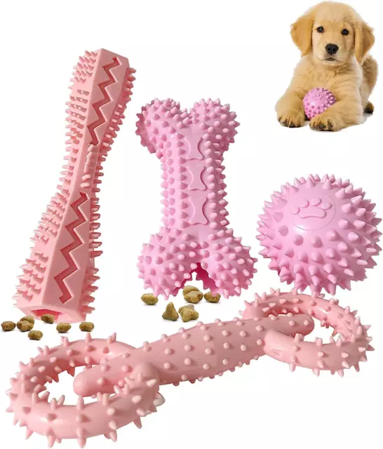 4 Pack Puppy Toys for 2-8 Months Teething Pets Dog Chew Toy, Teeth Cleaning