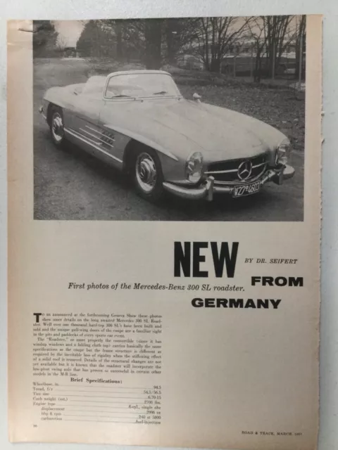 MBArt43 Article Pictorial 1957 Mercedes Benz 300 SL Roadster March 1957 2 page