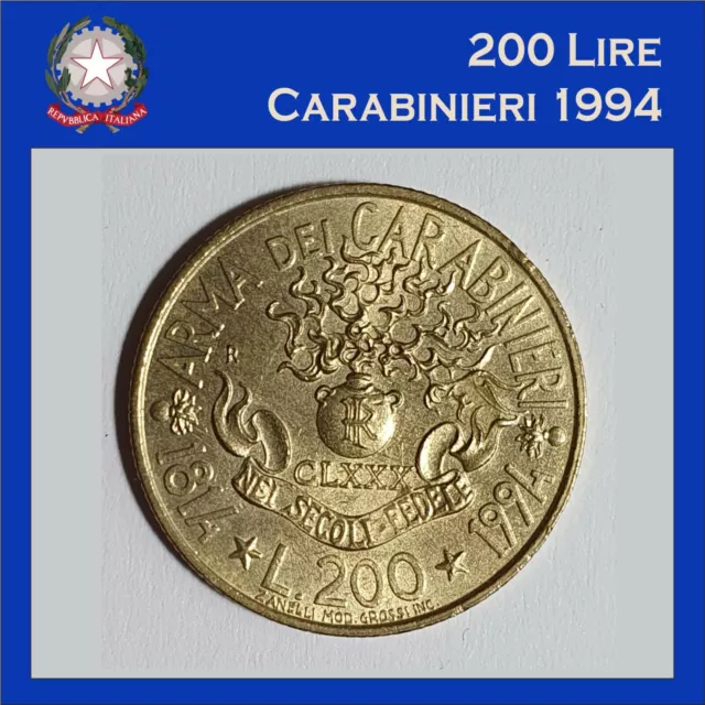200 Lire Commemorative Carabinieri Fdc 1994 Repubblica Italiana (M/31)