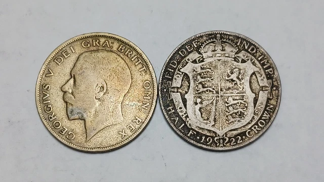 1x 1922 Great Britain 1/2 Crown - Silver Coin - George V - Half Crown