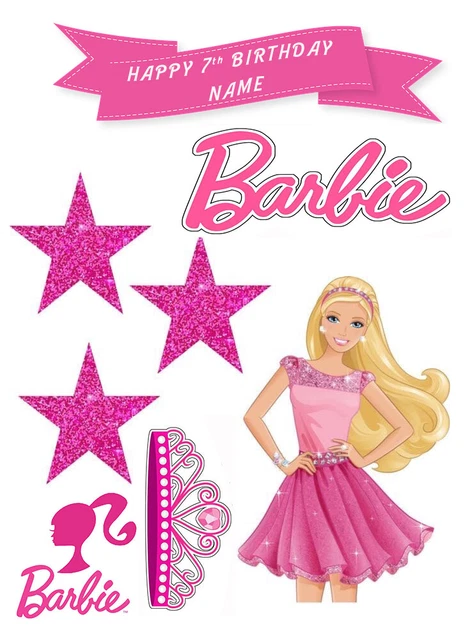 BARBIE PERSONALISED EDIBLE Cake decoration cupcake toppers A4 Icing EUR ...