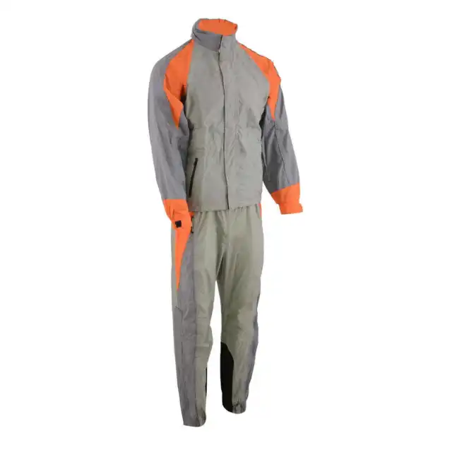 Milwaukee Leather SH2346SGO Men's Gray and Orange Water Resistant Rain Suit with