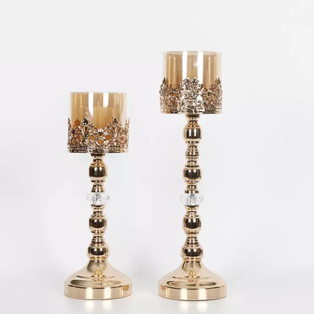 Gold Candle Holders, Pillar Candlesticks for Table Centerpieces,