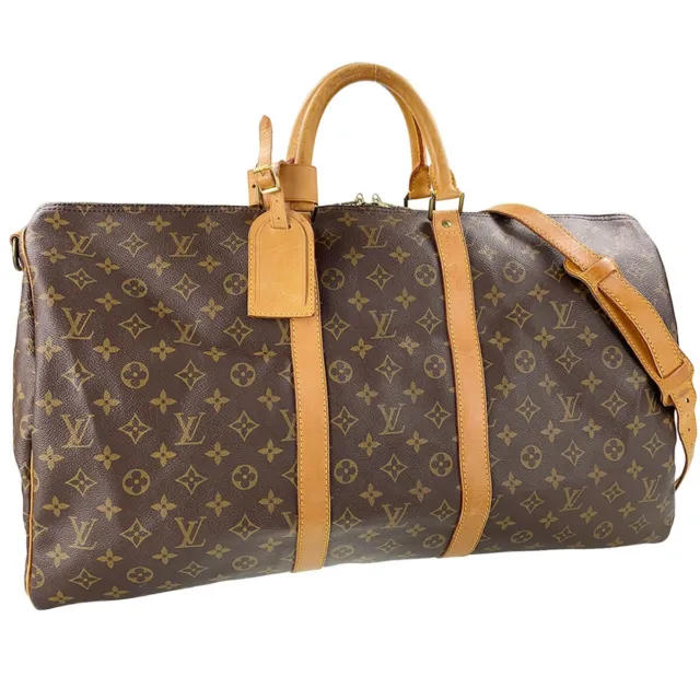 Louis Vuitton Monogram Keepall Bandouliere 55 Leather Brown Boston Bag 1478