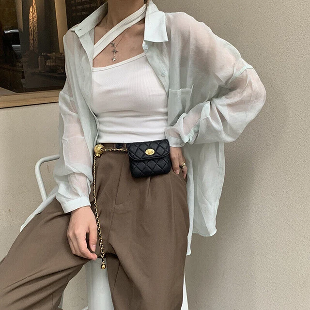 Luxury Chain Fanny Pack Leather Waist Bag Chest Pack Belt Shoulder Bag Crossbody