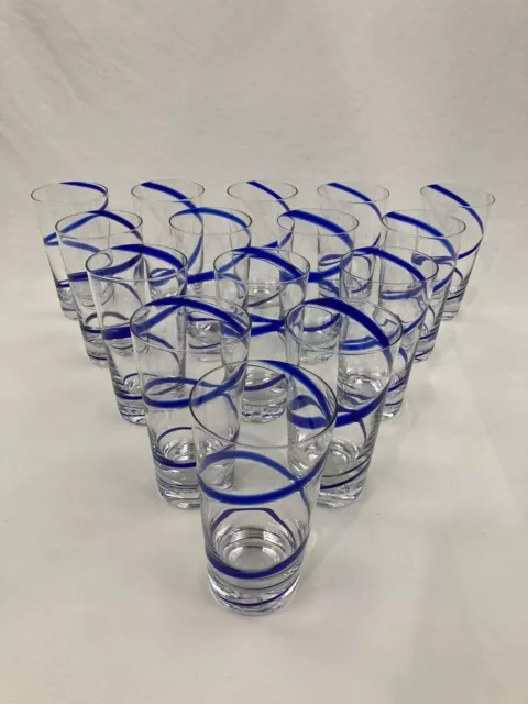 Pier 1 Swirline Cobalt Blue Swirl Drinking Glasses Tumblers 6 3/8" Tall