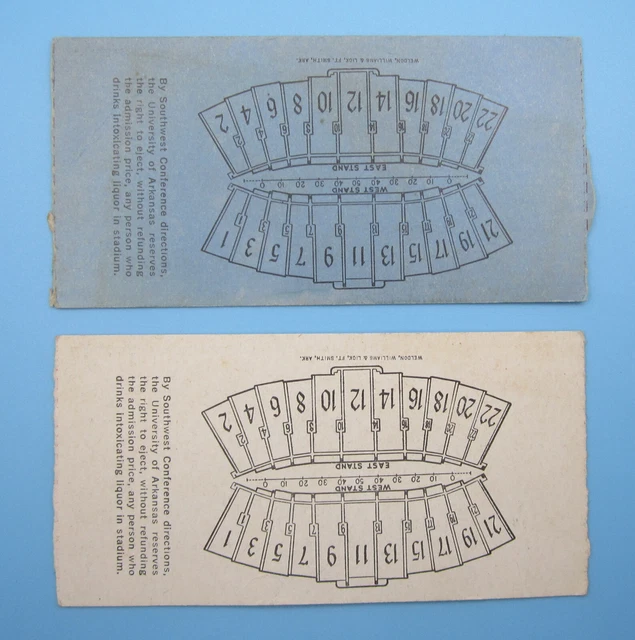 2 VTG 1958 Arkansas Razorback Football Tickets-Arkansas VS Baylor/Hardin-Simmons 3