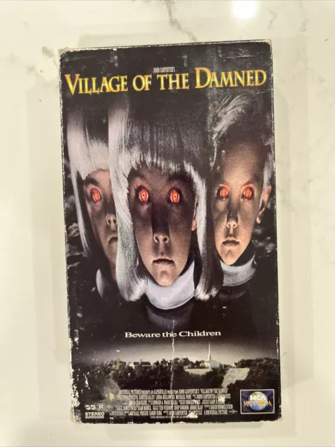 John Carpenter's Village of the Damned - Screener Copy w/early, unused  cover artwork. Bottom print reads: THIS DOES NOT REPRESENT FINAL  VIDEOSLEEVE ART : r/VHS