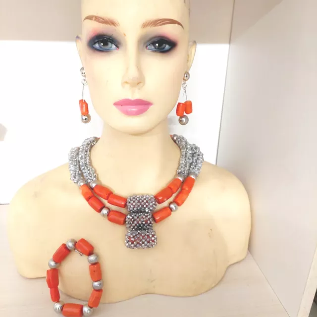 Fashionable coral Beads Jewelry Set Costume Nigerian Wedding African. New design