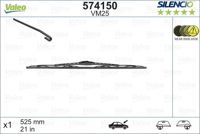 Wischblatt Scheibenwischer SILENCIO CONVENTIONAL SINGLE VALEO 574150 für CRUISER