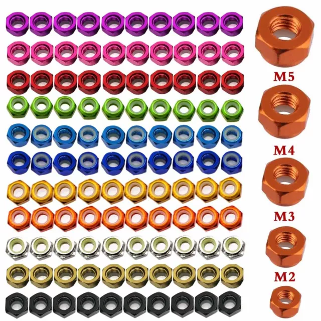 10~100PCS M2/M3/M4/M5/M6 Colorful Nylon Insert Self-Lock Nuts CNC Aluminum Nut