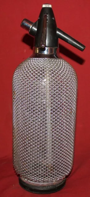Vintage Merkuria Kovocas Syphon Glass Bottle with Wire Mesh Seltzer Soda