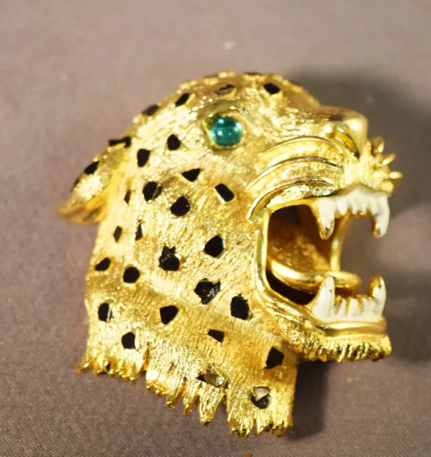 Vintage Large Hattie Carnegie Roaring Leopard Figural Brooch!  FABULOUS!!!