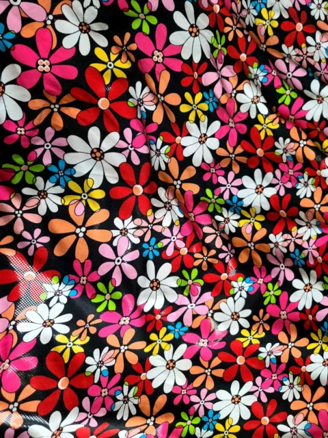 VINTAGE MOD / Retro Funky Fabric Shimmery Flowers Floral Fabric $30.00 ...