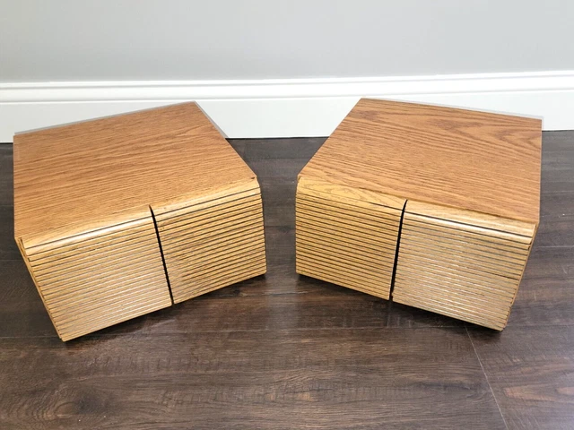 2 Vtg CD Holder 2 Drawers Storage Cabinets 80 Compact Discs Faux Wood Case Set