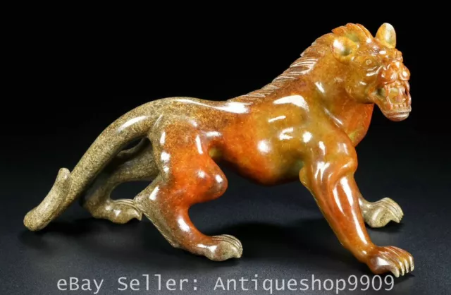 8.6" Old Chinese Hetian Nephrite Jade Carved Auspicious beast Statue Sculpture
