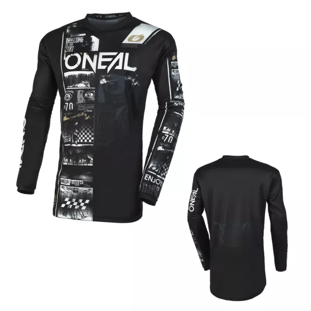 O'Neal Element Jersey V.23 Attack Schwarz Weiß Trikot MX DH MTB BMX Motocross