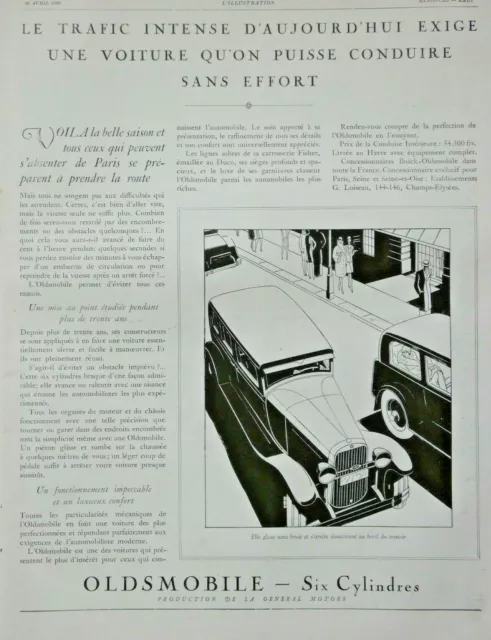 Publicité De Presse 1929 Automobiles Oldsmobile Six Cylindres