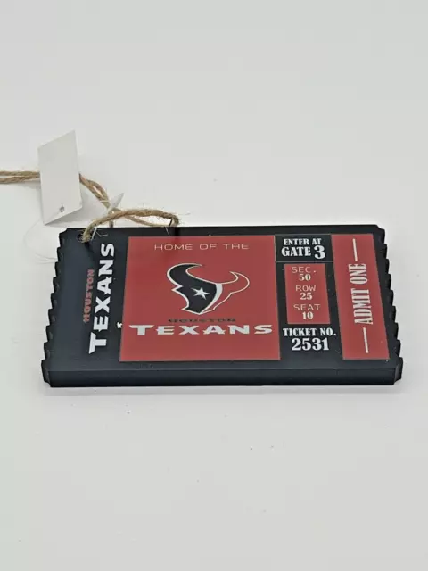 Houston Texans Wooden Game Ticket  Ornament   NFL Football